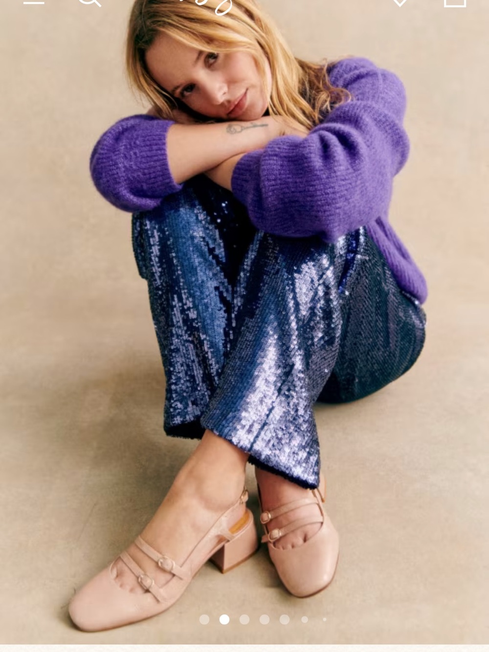 Sézane Blue Sequin Wide-Leg Pants - Picture 2 of 6
